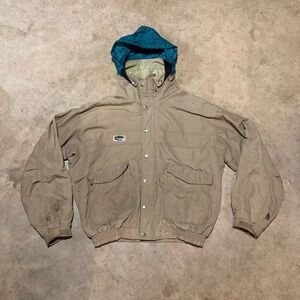 Columbia Tan Windbreaker with Blue Hood size - L